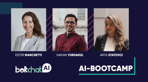 Hakan, Ester and Arta for the AI-Bootcamp, powered by BoltChatAI